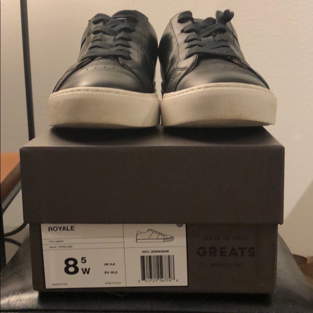 Greats Black and White Royale Sneakers